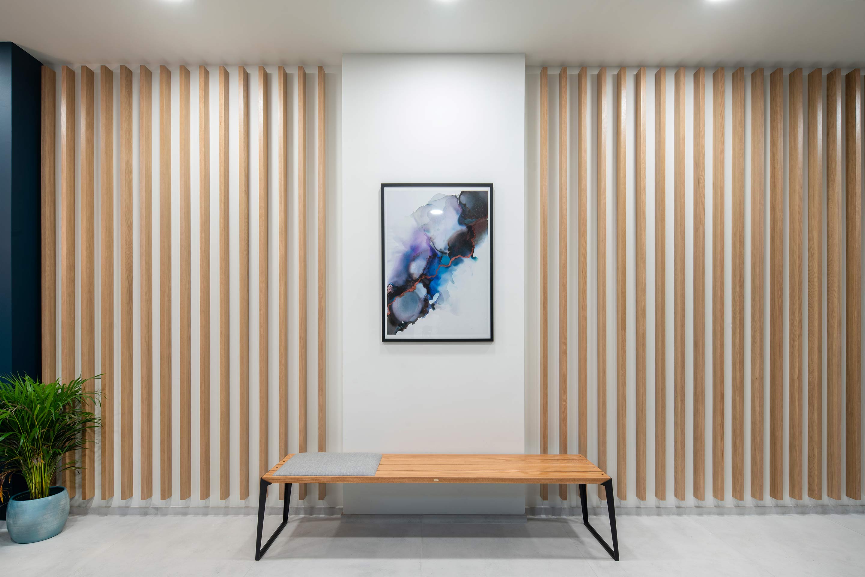Wood paneling and artwork