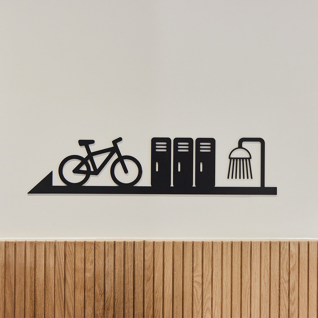Inclusive iconography to help with wayfinding in a contemporary office design